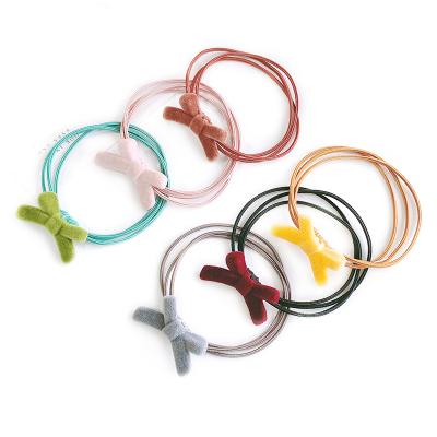 China Wholesale Hair Ring Elastic Hair Bands Ties Ponytail Holder Fashionable Women Girls Kids Wristband with Mini Velvet Bow for sale