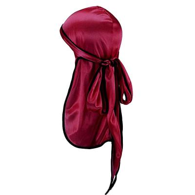 China Skin Friendly Wholesale Designer Silk Durags With Custom Logo Ion Omni-Dry Eyelet Mesh Solid Color Silk Satin Durag For Men for sale