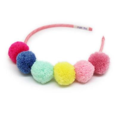 China Pompom Head Band Headband Ball Headband Friendly Faux Fur Material Headband For Girls for sale