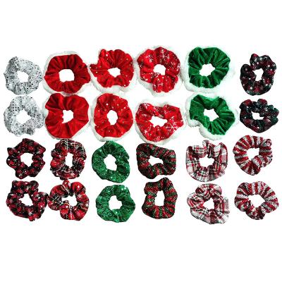 China Party Stock Christmas Hair Accessories Fashion Model Customized Colorful Cute Soft Party Gift Scrunchy Holiday Decoration Red Hair for sale