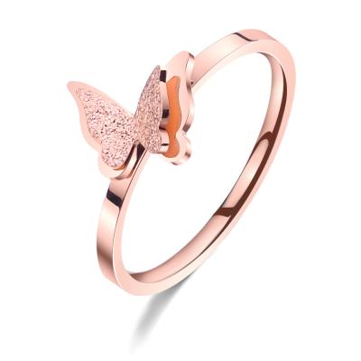 China Stainless Alloy Not Fade Jewelry Crystal Stainless Adjustable Diamond Ring Women Butterfly Ring CZ Zircon Steel Butterfly Ring Jewelry for sale