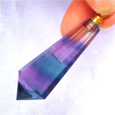 China Wholesale Natural Color Fluorite Essential Oil Crystal Pendulum Perfume Bottle Pendant From China for sale