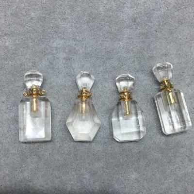 China China Wholesale Natural White Clear Quartz Crystal Perfume Bottles Essence Oil Bottles Pendant for sale