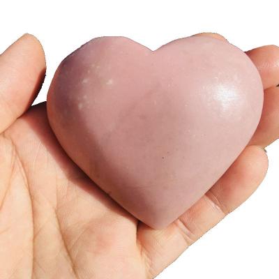 China Natural Love Heart Healing China Rock Stone Gemstone Carved Rose Quartz Opal Crystal Pink Heart For Sale for sale