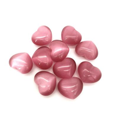 China China Wholesale Heart Shaped Heart Shaped Polished Heart Shaped Stone Crystal Heart Cat Eye Rose Color Love For Gift for sale