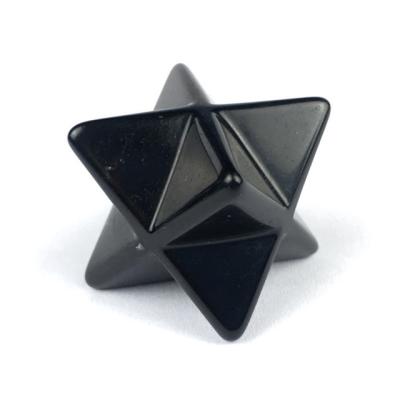 China China Factory Supply Natural Obsidian Lucky Gemstone Carved Sacred Geometry Crystal Merkaba Star Platonic Solids for sale