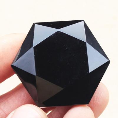 China Wholesale Natural Platonic Solids Lucky Gemstone Carved Sacred Geometry Big Europe Obsidian Crystal David Satellite Star for sale