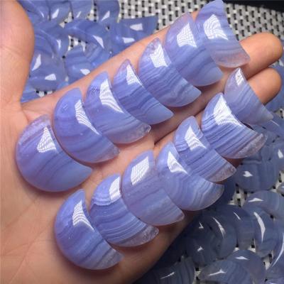 China China Wholesale Natural Loose Gemstone Crystal Stones Opens Blue Lace Agate Pendant Crystal Moon for sale