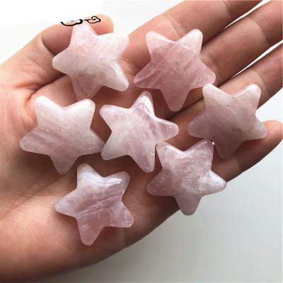 China Wholesale Europe Aura Hand Carved Natural Rose Star Rose Quartz Crystal Crafts for sale