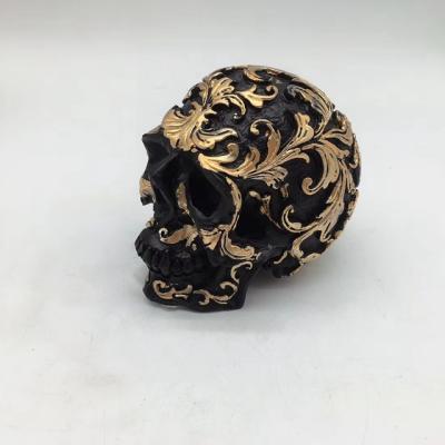 China Wholesale Natural Hand-carved Crystal Mosaic Europe Rose Gold Black Stone Skulls Folk Crafts For Decoration for sale