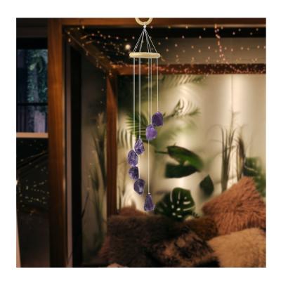 China China Wholesale Crystal Wind Chime Amethyst Obsidian Fluorite White Mounted Raw Quartz Crystal Stone Crafts For Decoration for sale