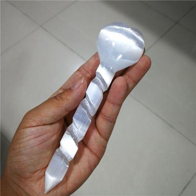 China China Selenite Twisted Crystal Massage Magic Wand Yoni Pleasure Wand Crystals Heart Point Intimate Wand for sale