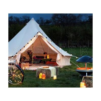 China Straight Tying Type 3M 4M 5M New Design Outdoor Waterproof Canvas Bell Tent Glamping Bell for sale