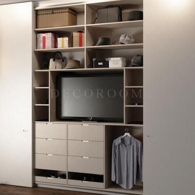 China Eco-friendly European Style Bedroom Sliding Door Wardrobe White High Gloss Wood Design for sale