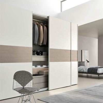 China Advanced Custom Durable White Solid Wood Plywood MDF Sliding Door Roller Glass Closet Wardrobe Eco-Friendly for sale