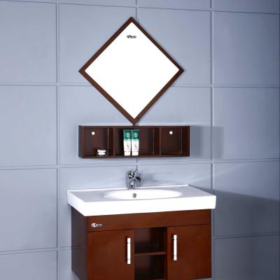 China 2021 Sellling Environmentally Friendly Hot Melamine Soild Bathroom Double Sink Wooden Bathroom Vanity for sale