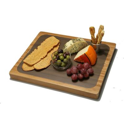 China Sustainable Kitchenware Bamboo Chopping Bamboo Custom made bamboo serving board cutting board with 6 color-coded mats for sale