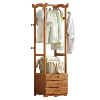 China Sustainable Multifunction storage rack manager with 3 storage drawers bamboo wardrobe for sale