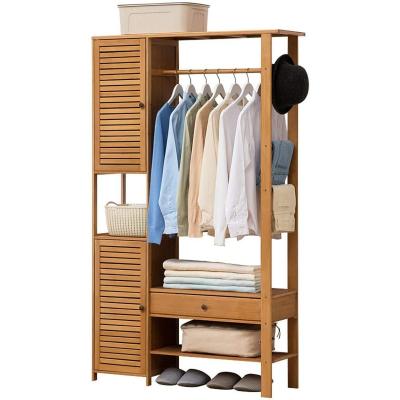 China Sustainable Portable wardrobe organize for hanging heavy coat hanger bamboo wardrobe furniture Heavy Coat Display Storage for sale