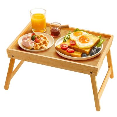 China Sustainable Bamboo Bed Tray Table with Foldable Legs, Breakfast Tray for Sofa, Bed, Eating, Working for sale