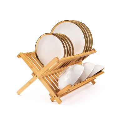 China Sustainable Multifunctional Dish drain rack kitchen bowl plate tableware bamboo dish drying rack for sale