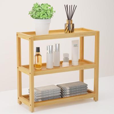 China Kitchen Bathroom Countertop Organizer 3 Tier Bamboo Storage Shelf for sale