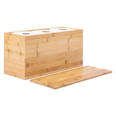 China Sustainable Toilet Paper Holder with Shelf and Storage Bamboo Storage Box with Cover for sale