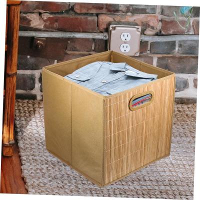 China Home Bamboo Storage Basket Sundries Basket Collapsible Laundry Hamper Bamboo Baggies Organizer Holder Foldable Laundry for sale