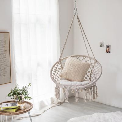 China Traditional Round Hammock Chair Pendant Mesh Cotton Rope Macrame Swing Knitted for Bedroom Outdoor Hammock Chair for sale