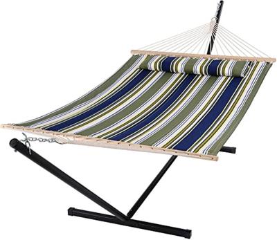 China Traditional High Quality Hammock Bed With Outdoor Wooden Stick And Pillow Canvas Hammock Swing for sale