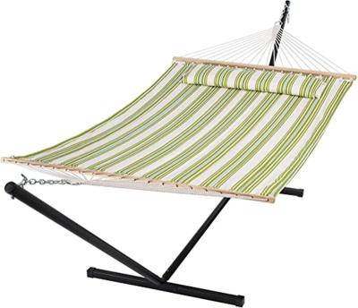 China Contemporary Patio Observer 11 Foot Quilted Fabric Hammock with Detachable Pillow,Perfect Double Hammock forOutside Patio Yard Beach for sale