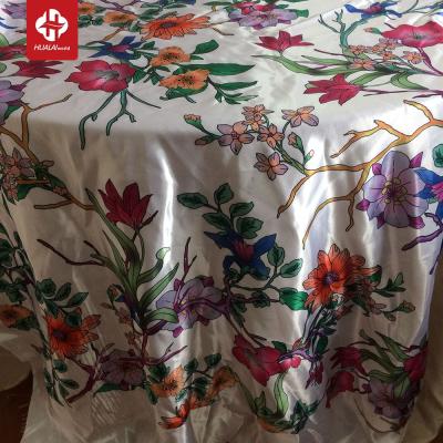 China DURABLE Cheap Tropical Floral Design Print Custom With Circular Table Cloths For Wedding Party Banquet for sale