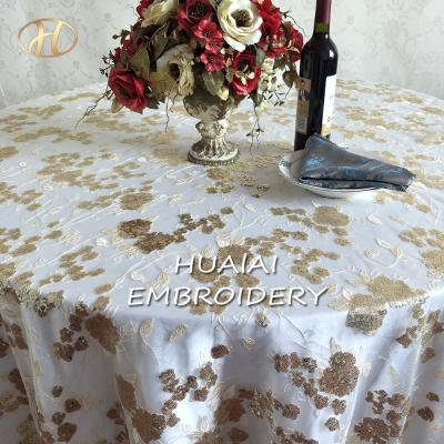 China 2021 modern popular hot sale gold sequin floral tablecloth custom made size for sale