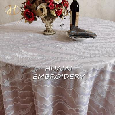 China 2021 New White Ribbon Embroidery Modern Custom Size Table Cloths For Wedding Party for sale