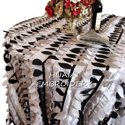 China Large elegant white and black and silver leaf tablecloth wedding coloring DURABLE coloring banquet for sale