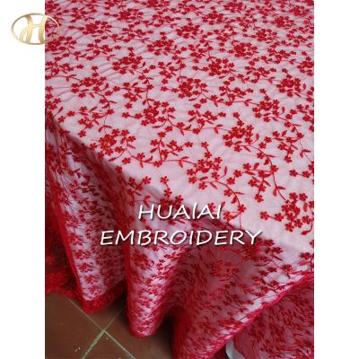 China DURABLE high quality and cheap price embroidery red table covered for wedding for sale