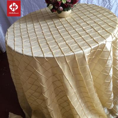 China DURABLE champagne ply taffeta wedding round pintuck tablecloth pintuck tablecloths for sale