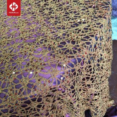 China DURABLE Textile Sparkle Gold Silver Star Studded Chemical Lace Custom Round Table Covered Linen Fabric For Wedding Party Banquet for sale