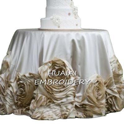 China DURABLE Champagne Satin Rosette Cake Table Fabric for Birthday and Wedding for sale