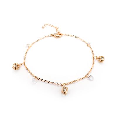 China FASHIONABLE Mini Multi Chamfer Cubic Zirconia plated Rose Gold Chain Bracelet for sale