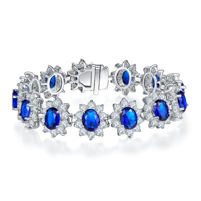 China FASHIONABLE Luxury Oval Cut Simulated Sapphire Cubic Zirconia Diamond Bracelet for sale