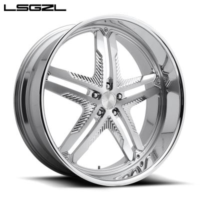 China LSGZL Aluminum Forged Wheels 5 Holes Car Rims Wheels 18 19 20 21 22 23 24 Inch Structure Alloy Silver Accessories for sale