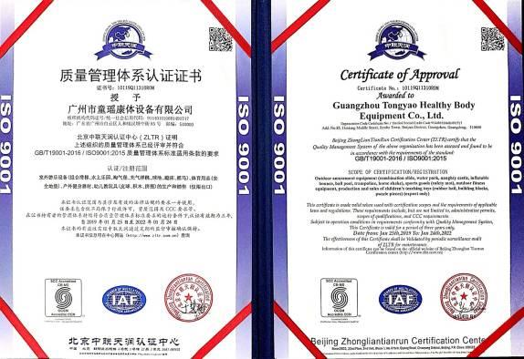 ISO9001 - Guangzhou Tongyao Healthy Body Equipment Co., Ltd.