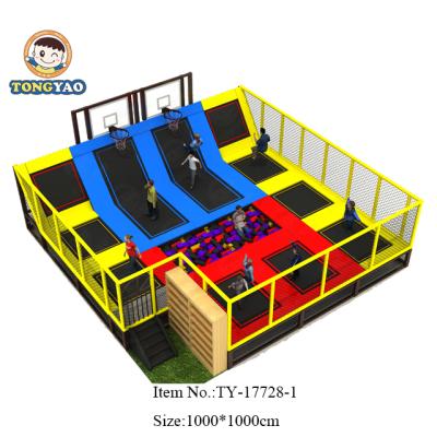 China Large Trampoline Park Equipment Kids Trampolines With Foam Pit 1000*1000cm for sale