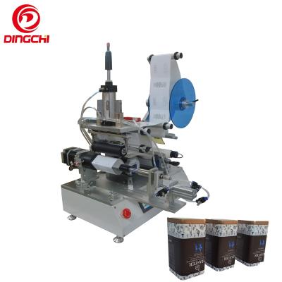 China Semi-automatic 360 Food Roll Labeling Machine For Wine Bottle Aluminum Cans Rolling Labeler for sale