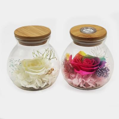 China Wholesale Rose Flower Porcelain Pot Eternal Preserved Candle Home Decor Piece Jars Rosa Vaso Para Flore Luxury Blown Glass Decorative Jars for sale