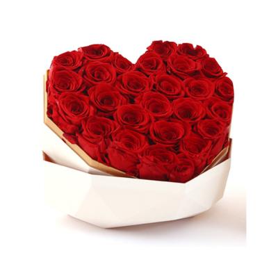 China Flower Box Arrangement Shaped Modern Luxury Gift Flowers Decoration Preserved Rose Heart HeartArrangement-24-Rose for sale