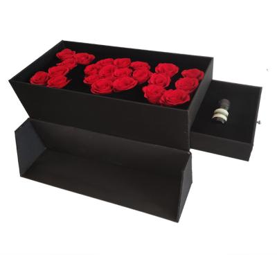 China Handmade Eternal Preserved Rose Included, Caixa Love U Flower Box I Love You Blumen Gift Drawer Cajas Se I For Mom Necklace Jewelry Set for sale