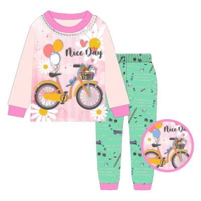 China CALUBY Factory Wholesale Children's Breathable Cotton 100% Spring And Autumn 9-13Y Material Girls Long Sleeve Pajamas Pajamas Set for sale