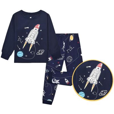 China Factory Wholesale 9-13Y Children's Pajamas Pants 100% Cotton Boys Long Sleeve Breathable Children's Pajamas Set for sale